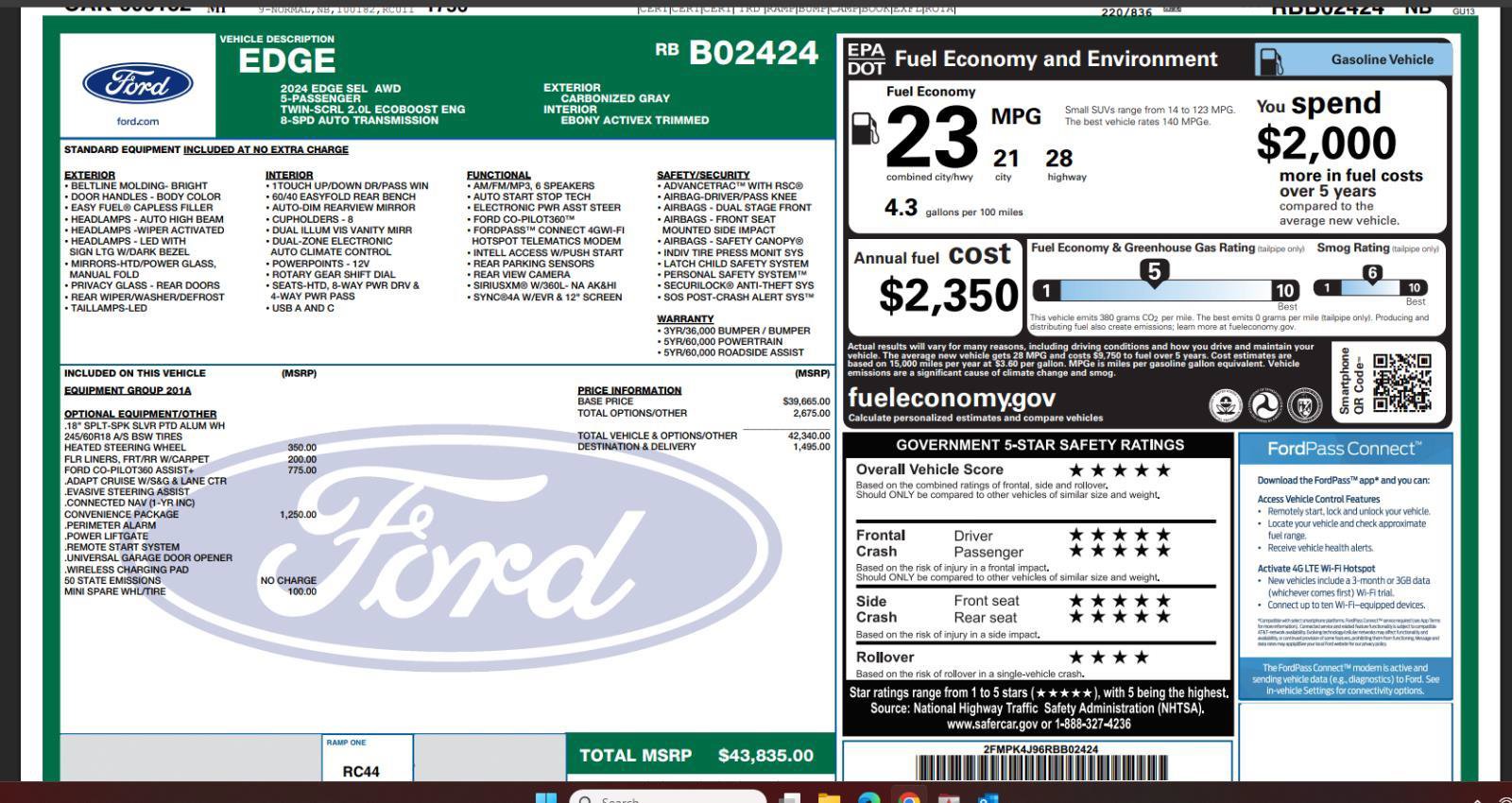 Certified 2024 Ford Edge SEL w/ Convenience Package AWD/4WD image 4