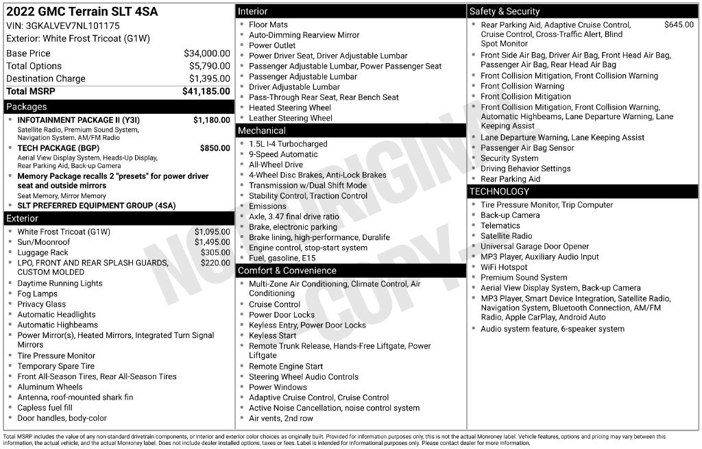 Used 2022 GMC Terrain SLT w/ Infotainment Package II AWD/4WD image 47