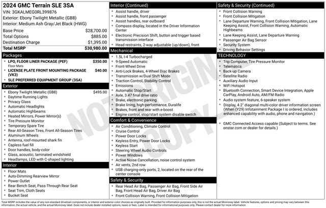 Used 2024 GMC Terrain SLE w/ LPO, Floor Liner Package FWD image 24