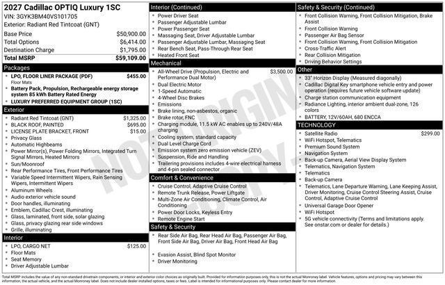 New 2027 Cadillac Optiq Luxury w/ LPO, Floor Liner Package AWD/4WD image 26