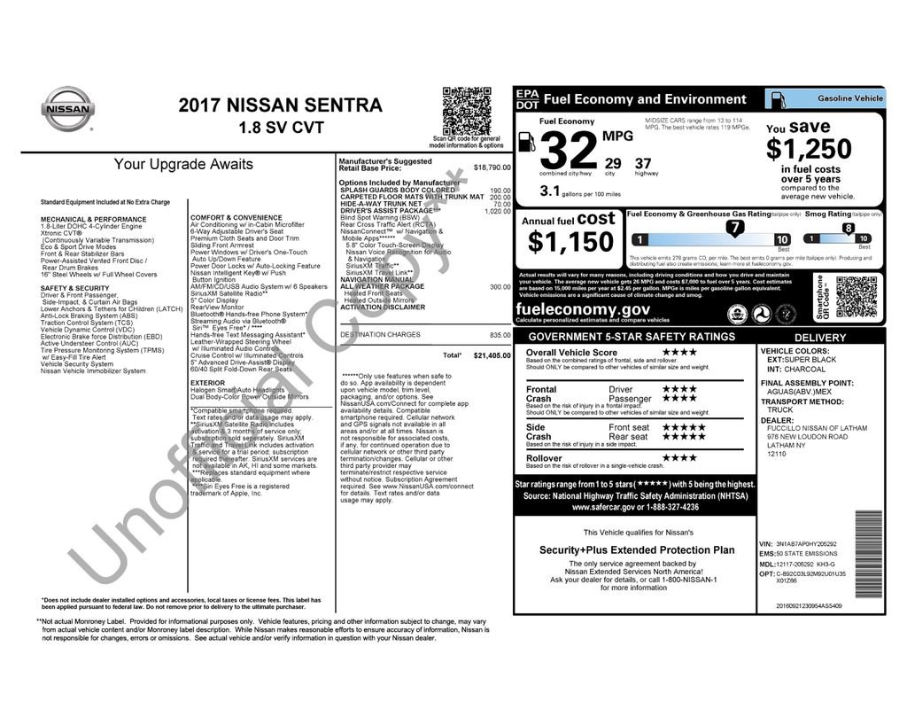 Used 2017 Nissan Sentra SV w/ Driver's Assist Package FWD image 33