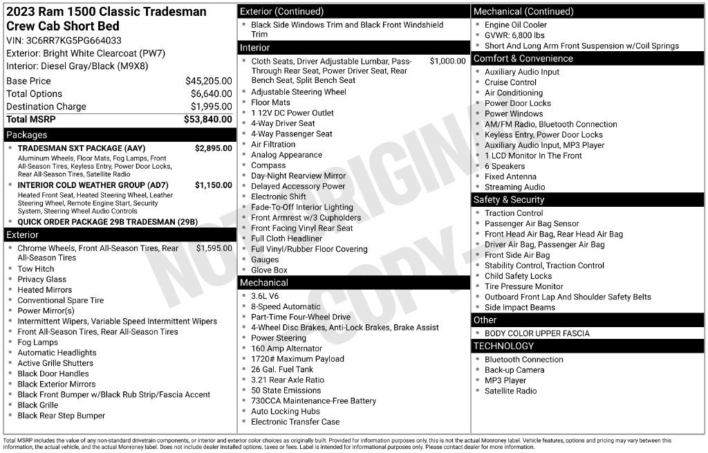 New 2023 RAM 1500 Tradesman w/ Tradesman SXT Package AWD/4WD image 15