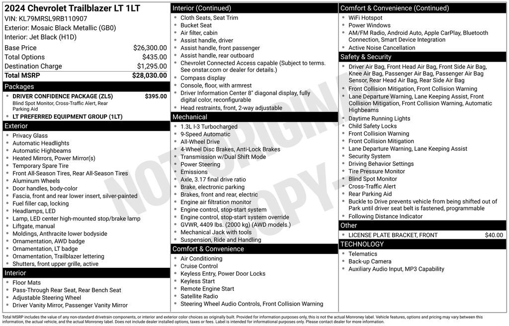 Used 2024 Chevrolet TrailBlazer LT w/ Driver Confidence Package AWD/4WD image 31