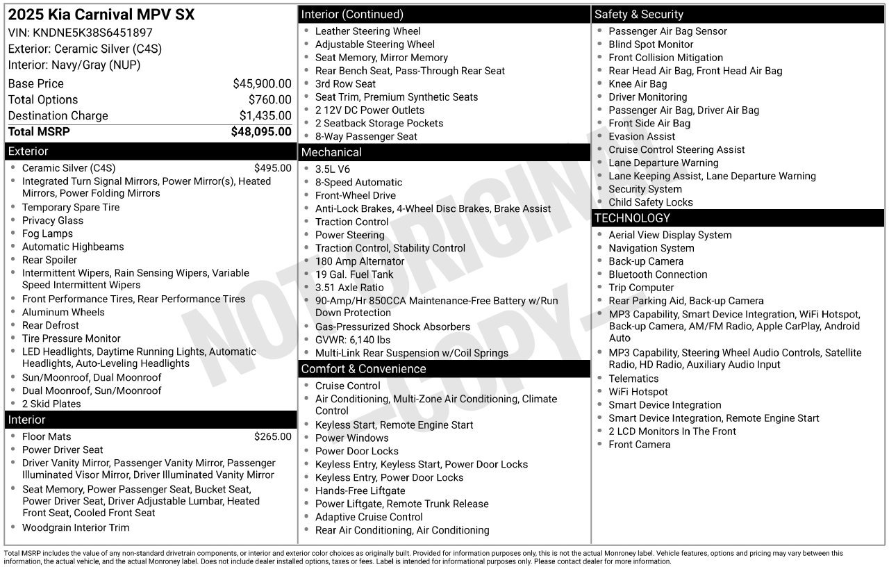 Used 2025 Kia Carnival SX FWD image 5