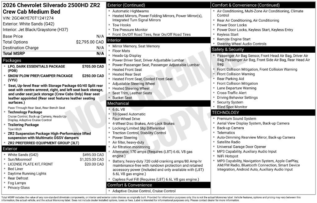 New 2026 Chevrolet Silverado 2500 ZR2 w/ LPO, Dark Essentials Package AWD/4WD image 23