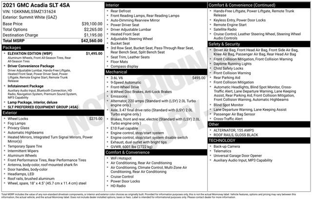 Used 2021 GMC Acadia SLT w/ Elevation Edition image 7