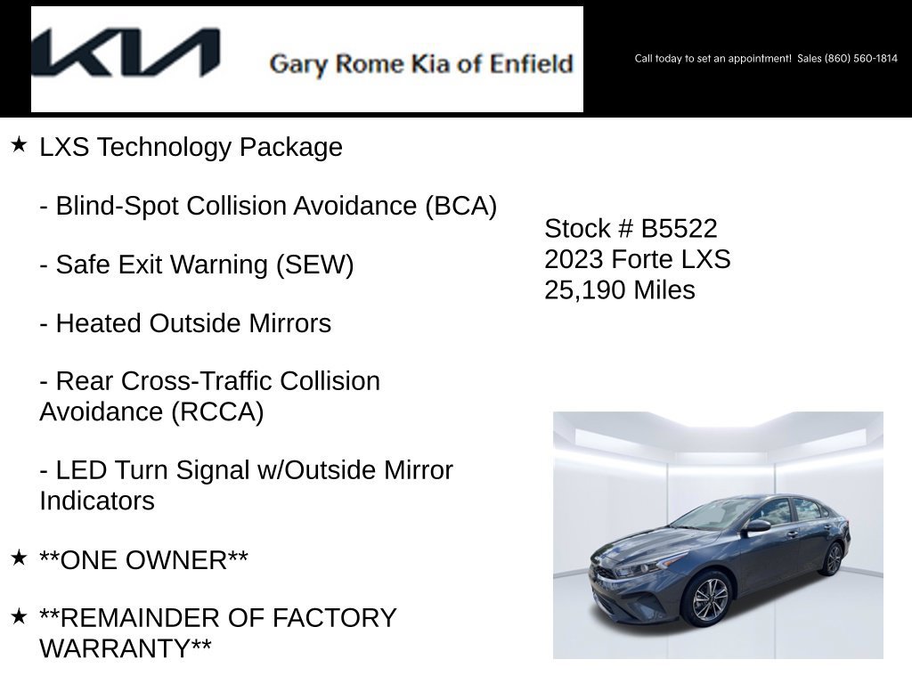 Certified 2023 Kia Forte LXS w/ LXS Technology Package FWD image 7