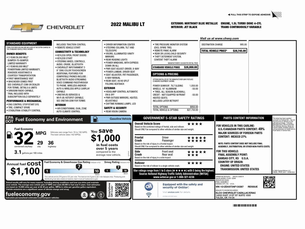 Used 2022 Chevrolet Malibu LT image 2
