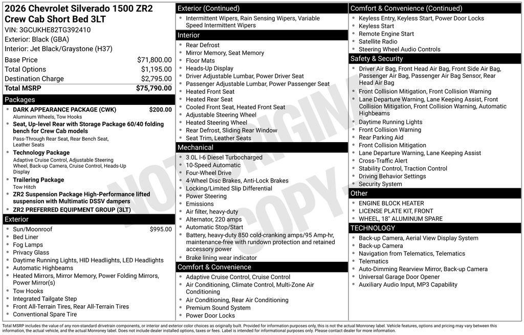 New 2026 Chevrolet Silverado 1500 ZR2 w/ Dark Appearance Package AWD/4WD image 26
