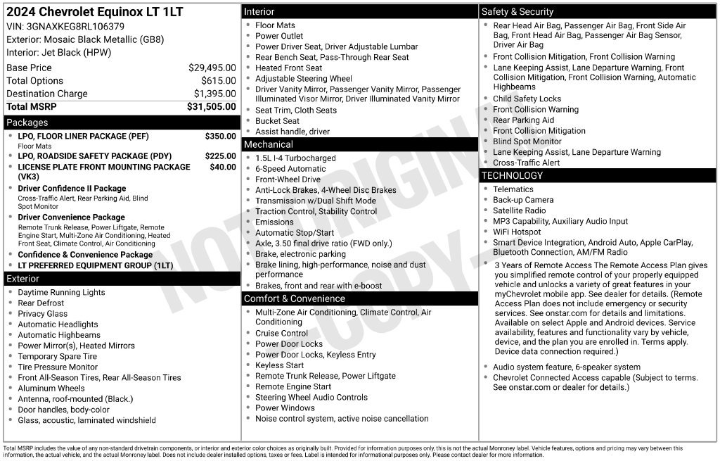 Used 2024 Chevrolet Equinox LT w/ LPO, Floor Liner Package FWD image 11