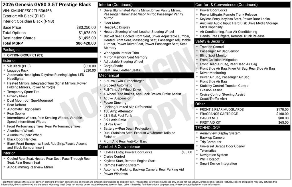 New 2026 Genesis GV80 3.5T Prestige AWD/4WD image 26