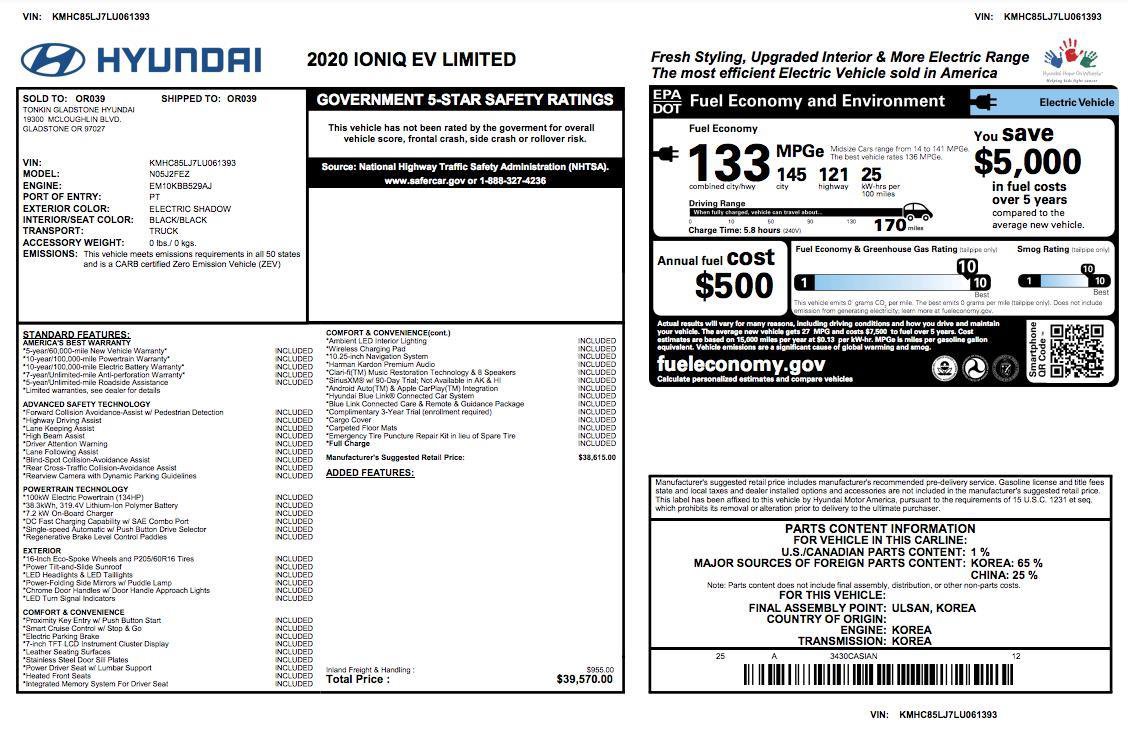 Used 2020 Hyundai Ioniq Limited FWD image 5