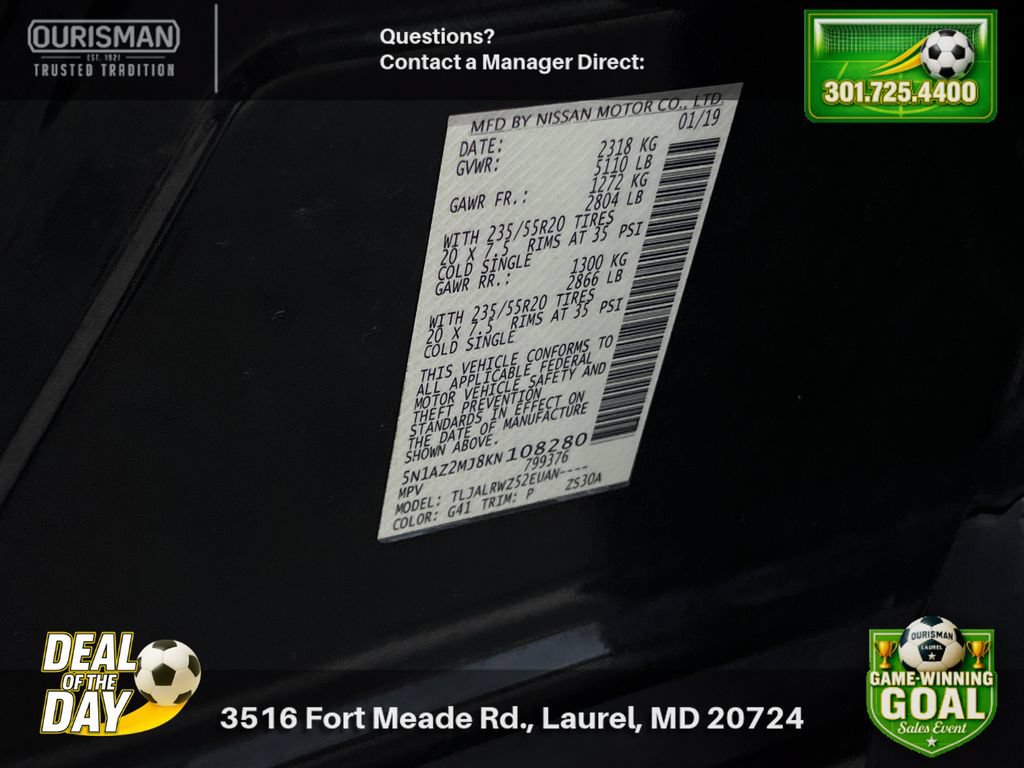 Used 2019 Nissan Murano SL w/ Cargo Package FWD image 31