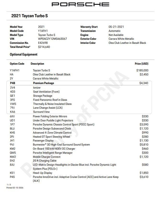 Certified 2021 Porsche Taycan Turbo S AWD/4WD image 6