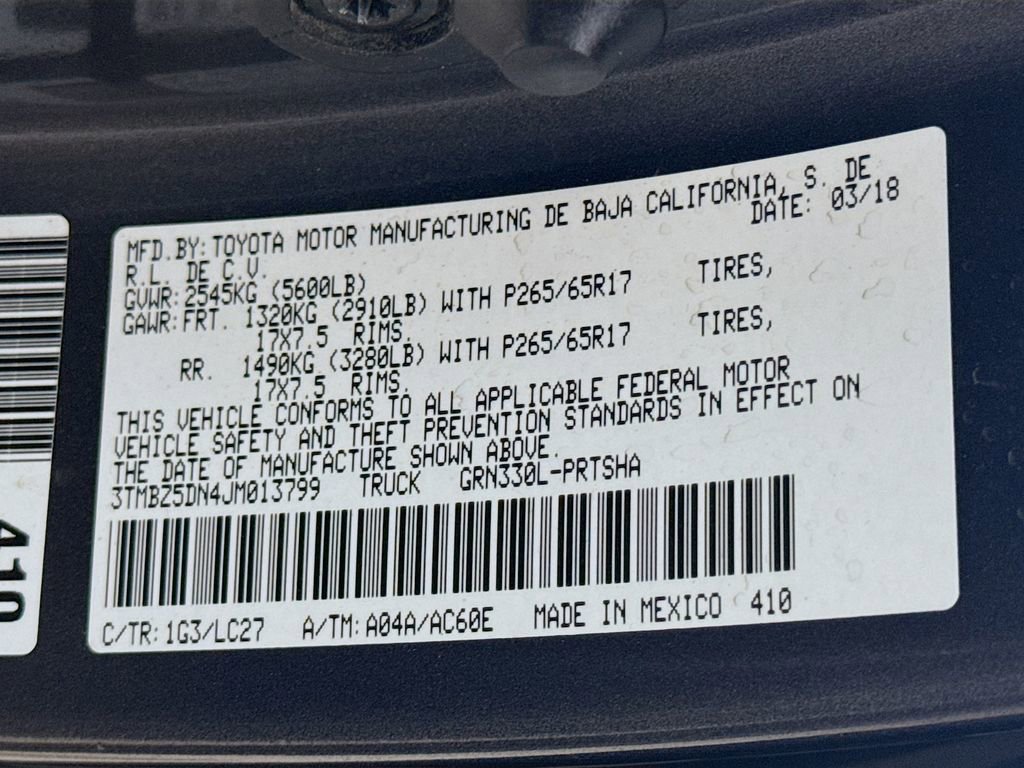 Used 2018 Toyota Tacoma TRD Sport w/ TRD Premium Sport Package image 32