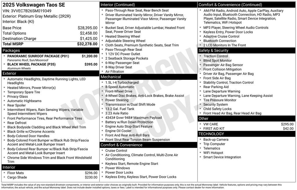 Used 2025 Volkswagen Taos SE w/ Panoramic Sunroof Package FWD image 27