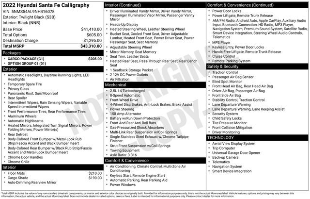 Used 2022 Hyundai Santa Fe Calligraphy w/ Cargo Package video 1