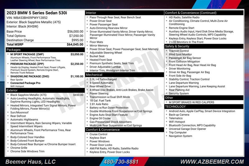 Used 2023 BMW 530i w/ M Sport Package RWD image 3