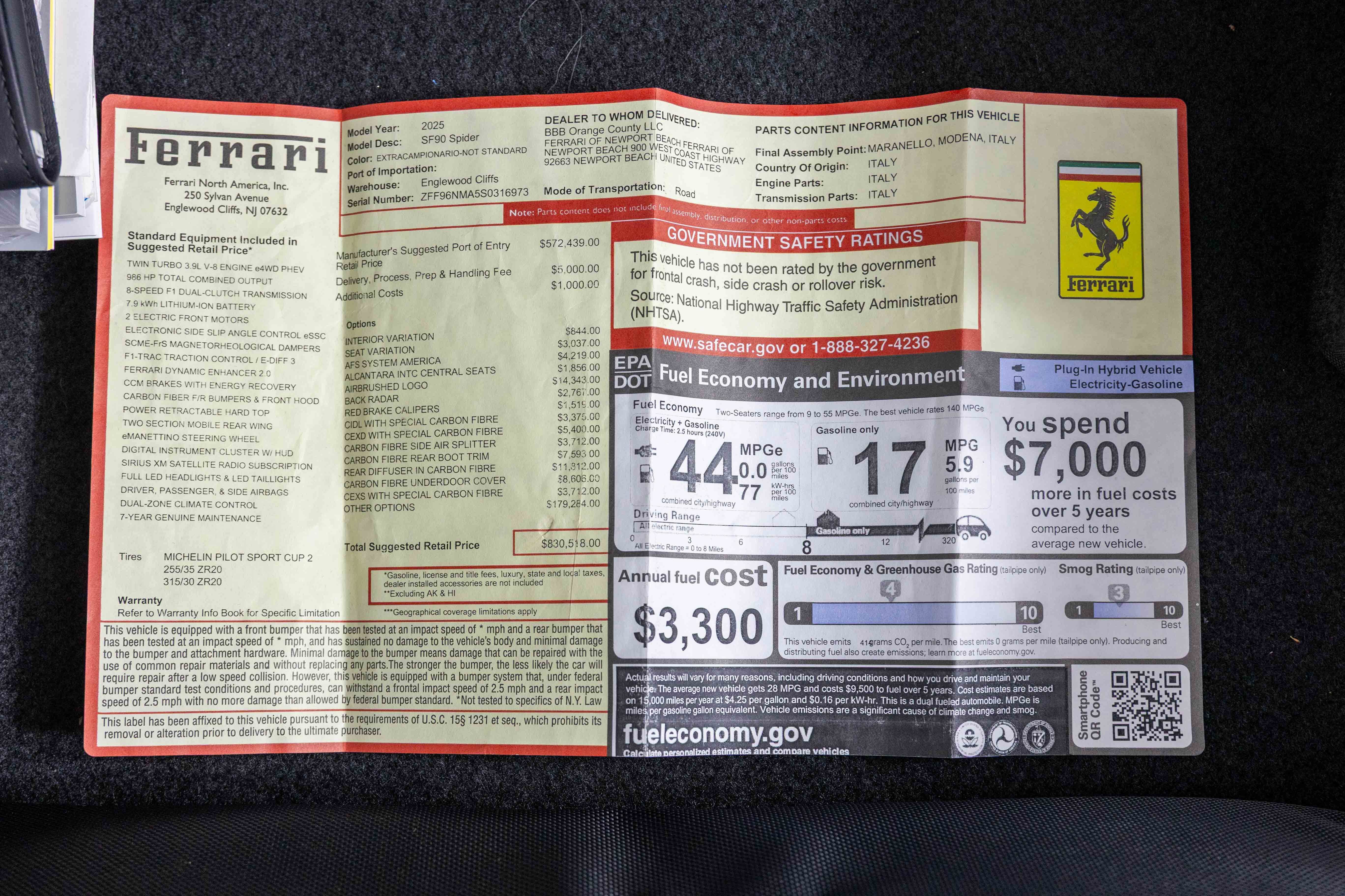 Certified 2025 Ferrari SF90 Spider AWD/4WD image 72