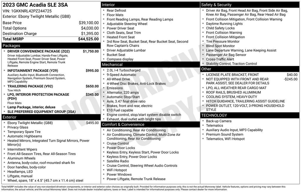 Certified 2023 GMC Acadia SLE w/ Driver Convenience Package AWD/4WD image 2