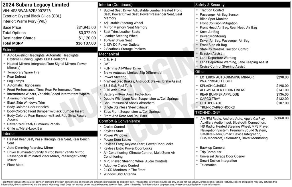 Used 2024 Subaru Legacy Limited image 18
