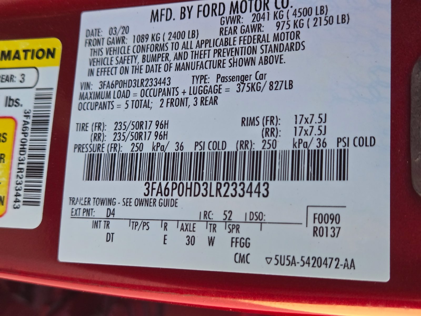 Used 2020 Ford Fusion SE FWD image 12