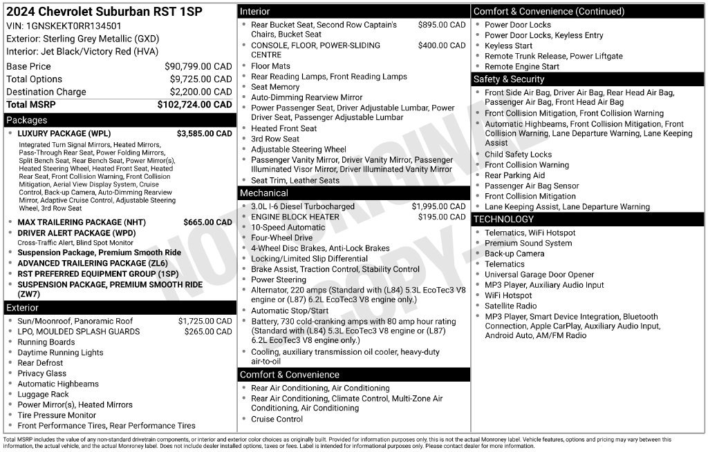 Used 2024 Chevrolet Suburban RST w/ Luxury Package AWD/4WD image 8