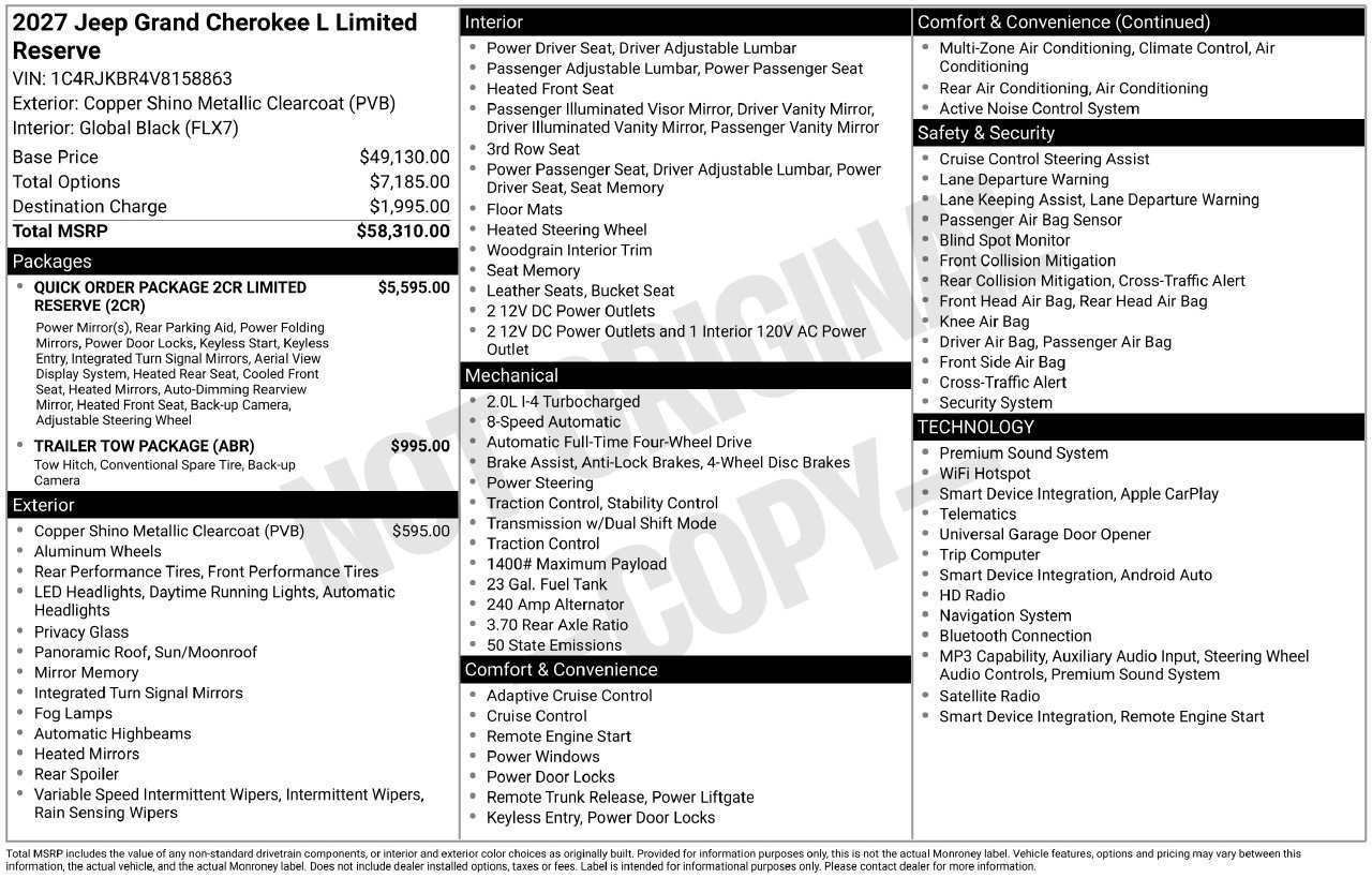 New 2027 Jeep Grand Cherokee L Limited AWD/4WD image 44