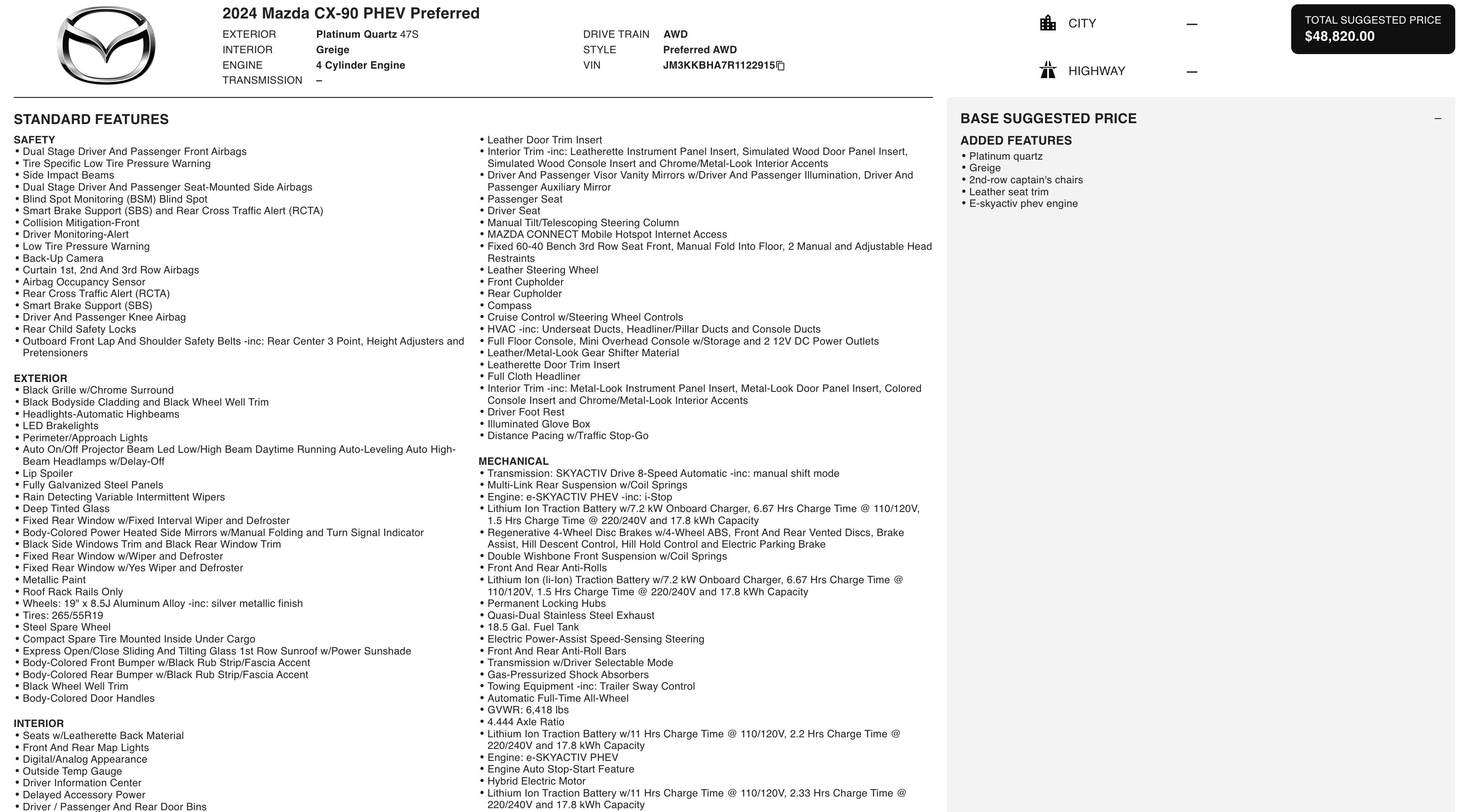 Used 2024 MAZDA CX-90 Plug-In Hybrid w/ Preferred image 6
