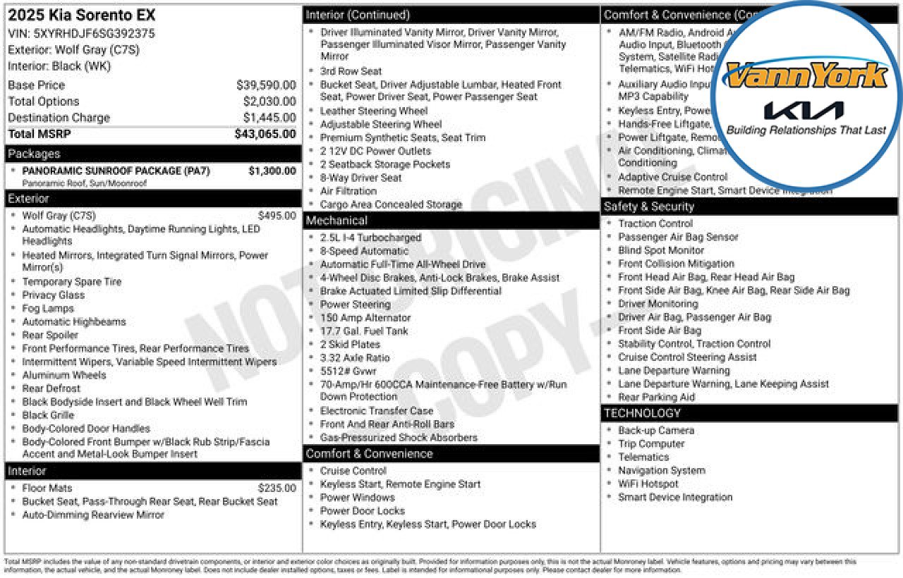 New 2025 Kia Sorento EX w/ Panoramic Sunroof Package image 29
