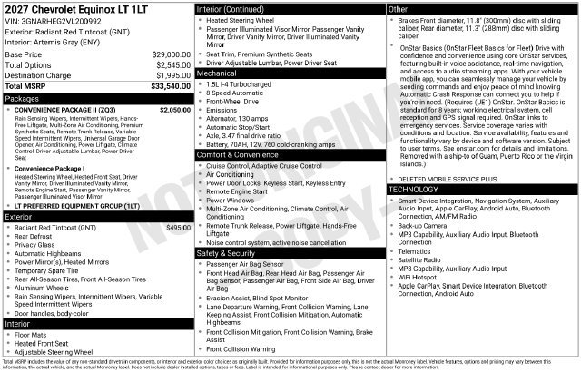 New 2027 Chevrolet Equinox LT w/ Convenience Package II FWD image 33