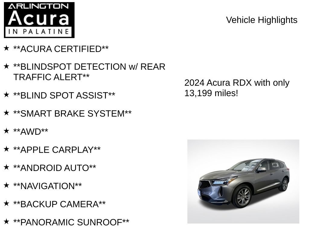 Certified 2024 Acura RDX w/ Technology Package AWD/4WD image 7