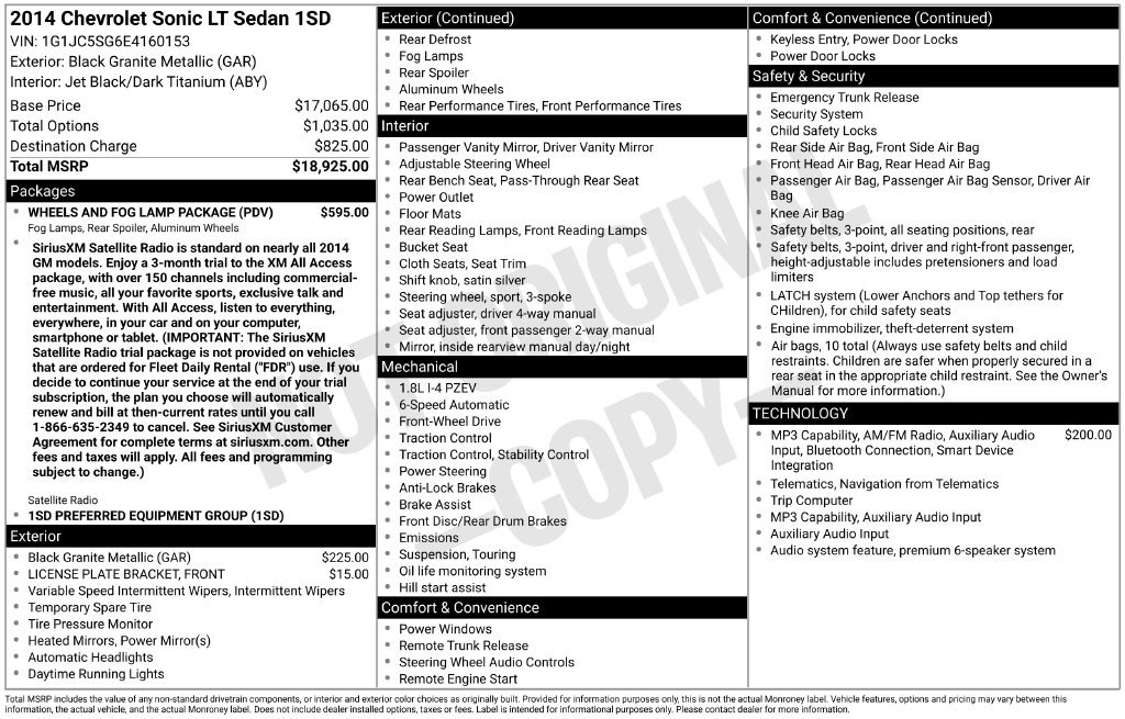 Used 2014 Chevrolet Sonic LT w/ Wheels and Fog Lamp Package FWD image 35