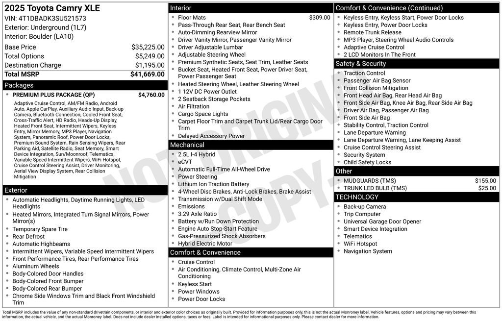 Used 2025 Toyota Camry XLE w/ Premium Plus Package image 43