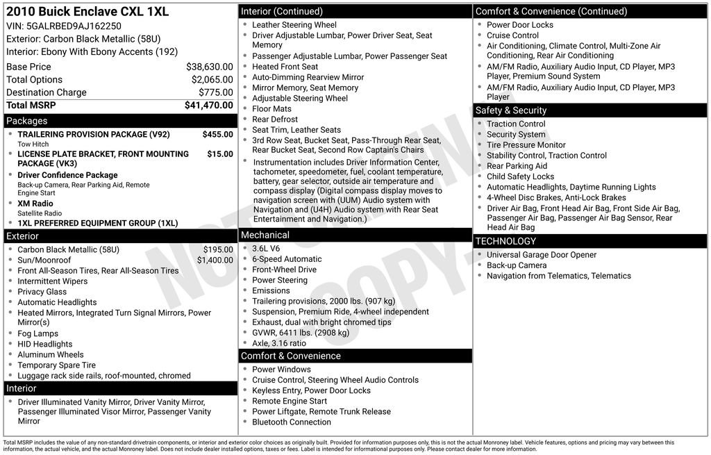 Used 2010 Buick Enclave CXL w/ Trailering Provision Package image 35