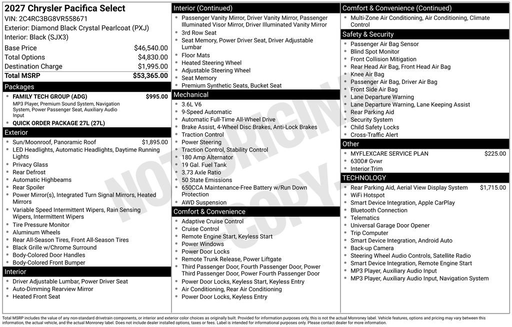 New 2027 Chrysler Pacifica Select w/ Family Tech Group AWD/4WD image 44
