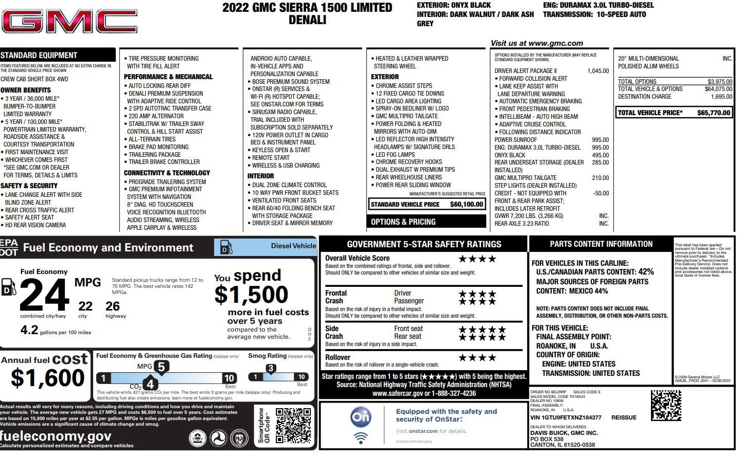 Used 2022 GMC Sierra 1500 Denali w/ Driver Alert Package II AWD/4WD image 40