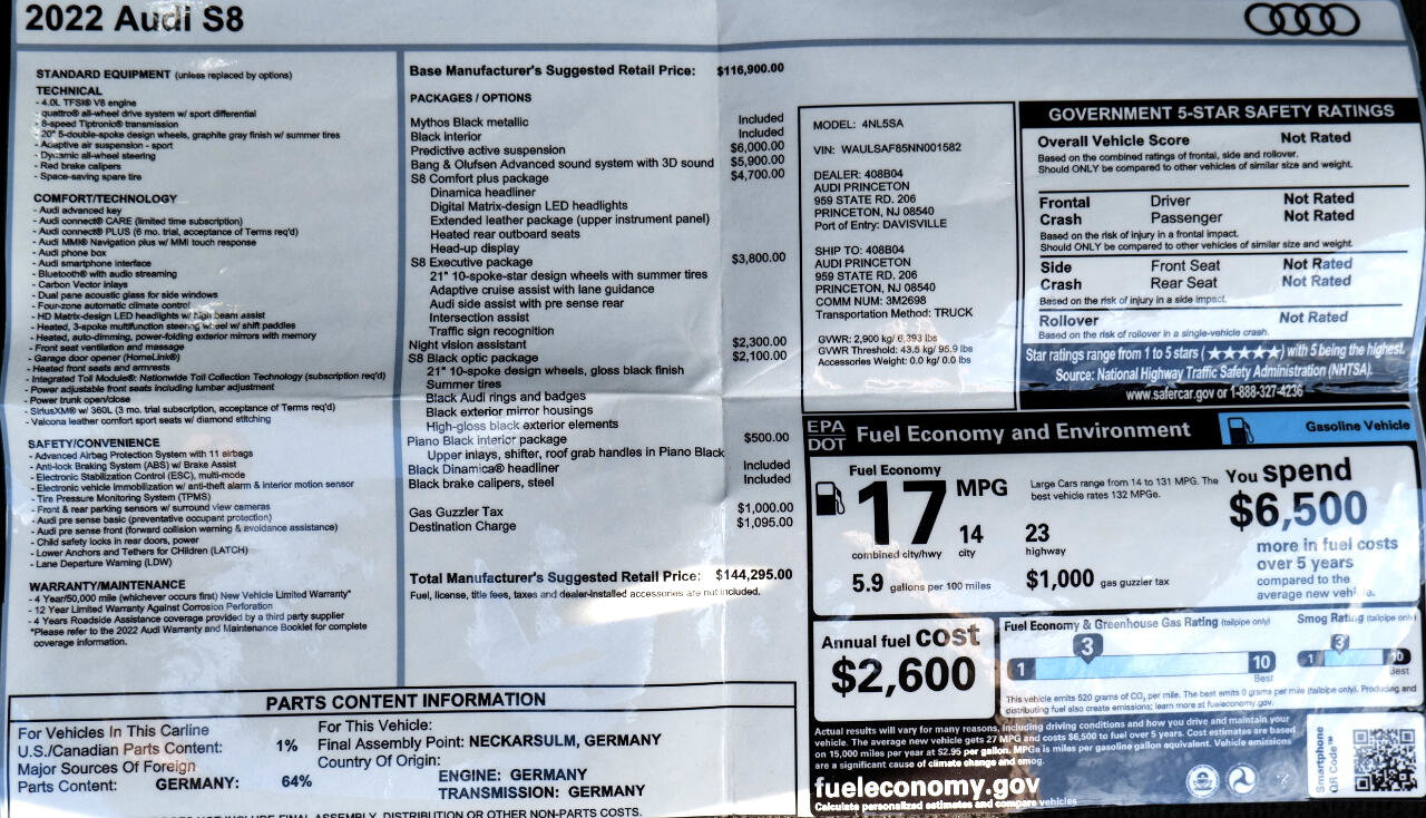 Used 2022 Audi S8 w/ S8 Comfort Plus Package image 34