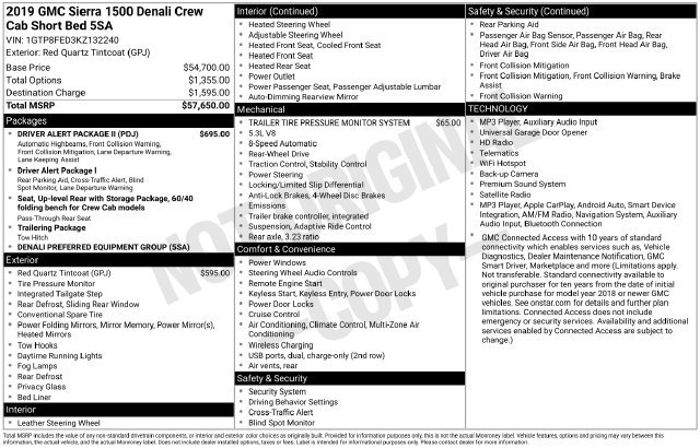 Used 2019 GMC Sierra 1500 Denali w/ Driver Alert Package II RWD image 5