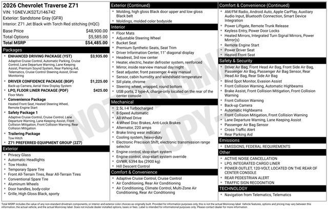 New 2026 Chevrolet Traverse Z71 w/ Enhanced Driving Package image 2