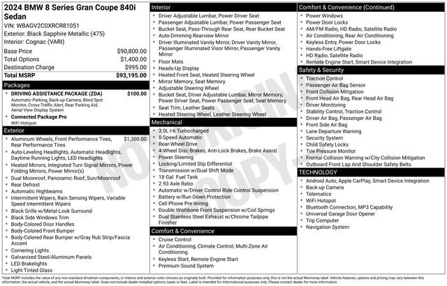 Used 2024 BMW 840i Gran Coupe w/ Driving Assistance Package image 30