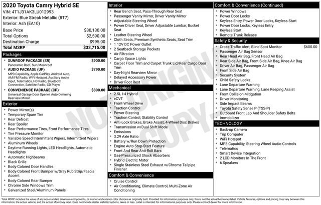 Used 2020 Toyota Camry SE w/ Sunroof Package image 33