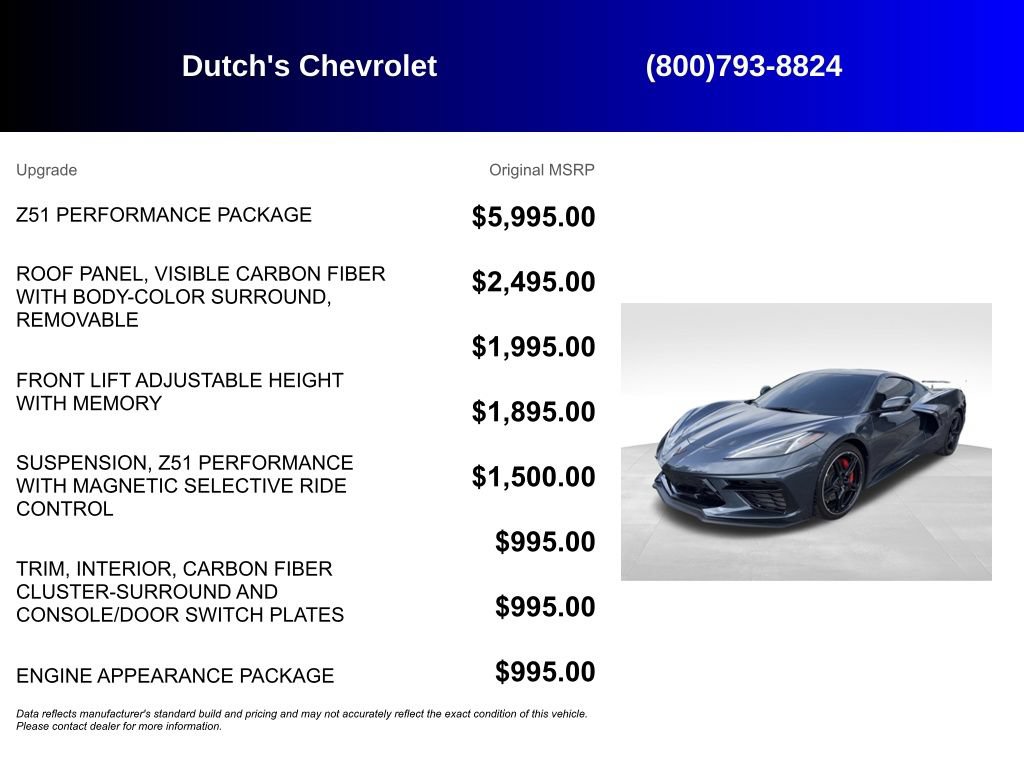 Used 2021 Chevrolet Corvette Stingray Premium Cpe w/ Z51 Performance Package RWD image 6