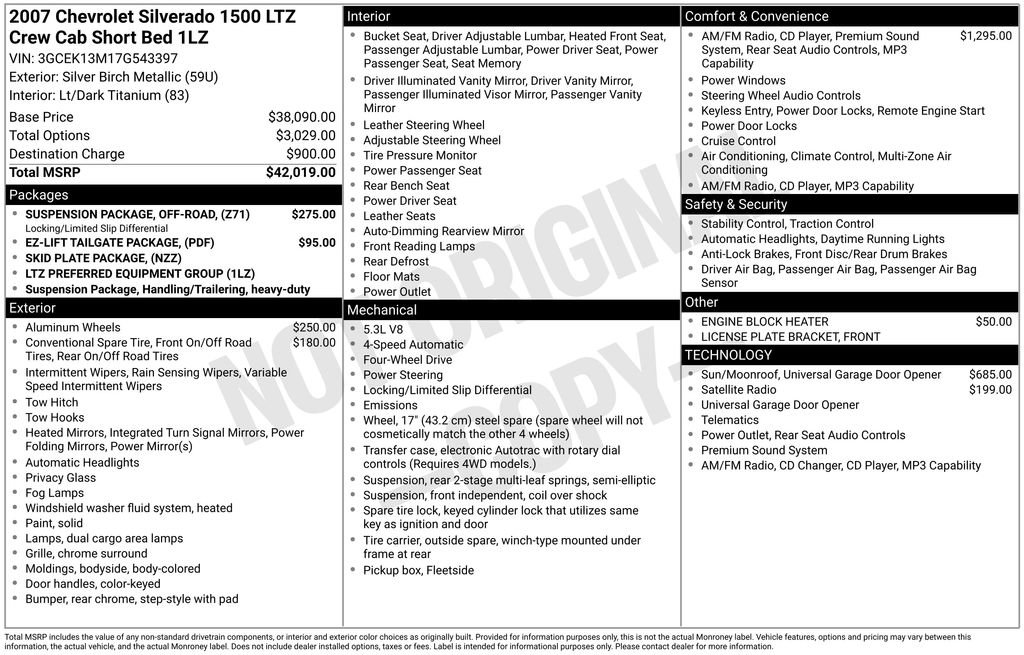 Used 2007 Chevrolet Silverado 1500 LTZ w/ Suspension Package, Off-Road" AWD/4WD image 4