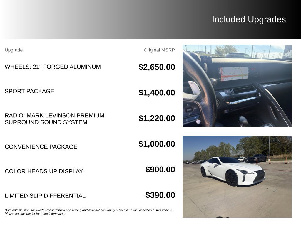 Used 2018 Lexus LC 500 Coupe w/ Sport Package RWD image 5
