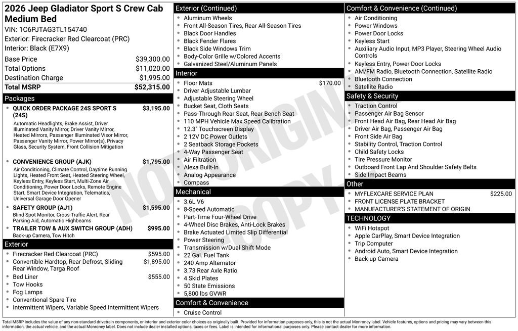 New 2026 Jeep Gladiator Sport AWD/4WD image 6