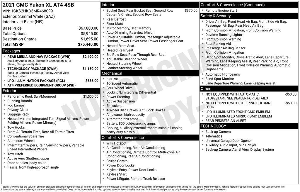 Used 2021 GMC Yukon XL AT4 w/ Rear Media and Nav Package image 43