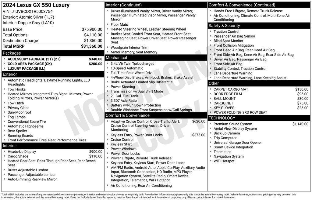 Used 2024 Lexus GX 550 w/ Accessory Package (2T) AWD/4WD image 47
