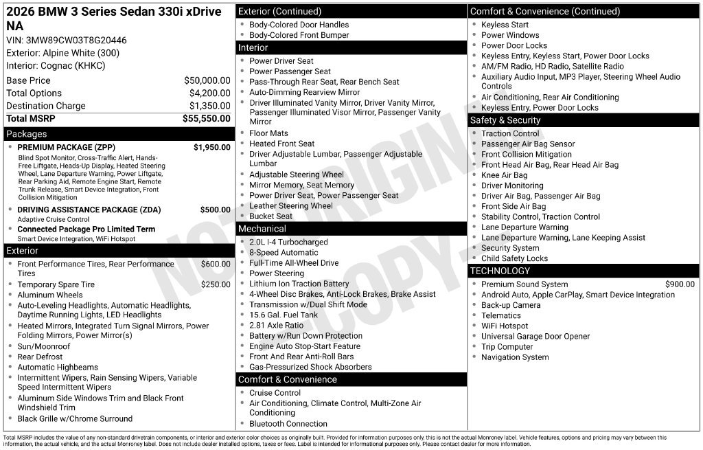 Certified 2026 BMW 330i xDrive Sedan w/ Premium Package AWD/4WD image 45