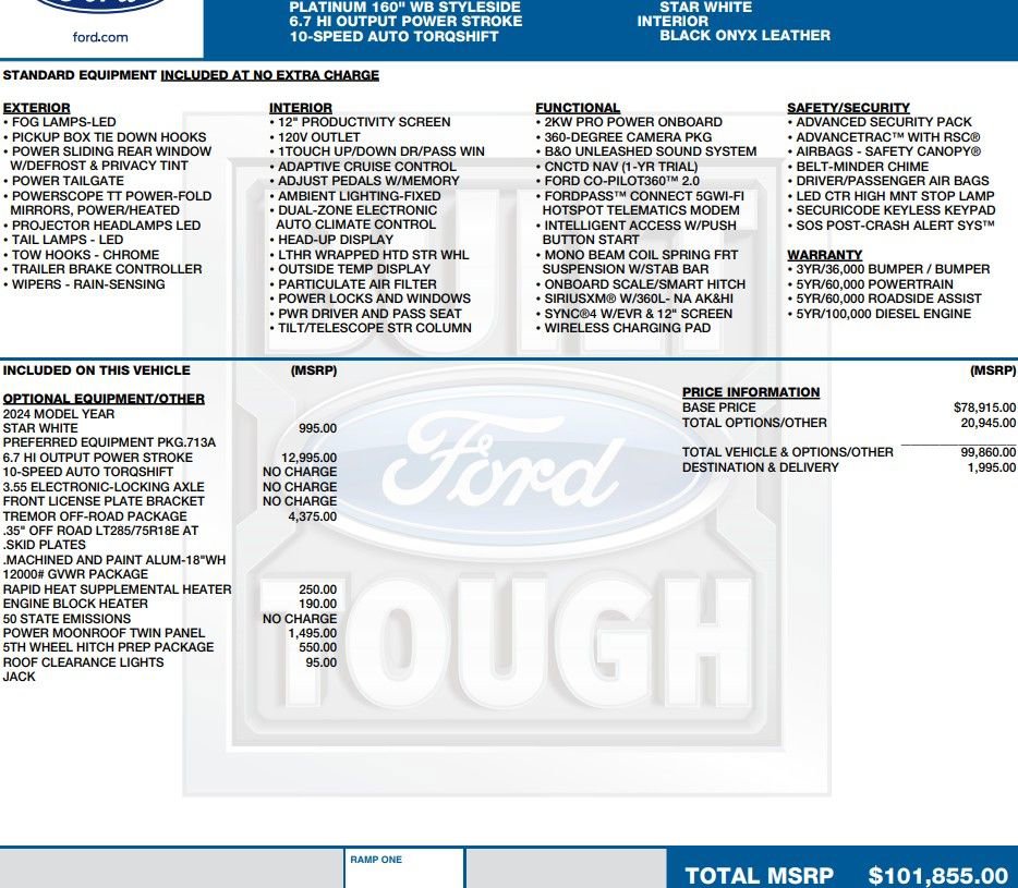 Used 2024 Ford F350 Platinum w/ Tremor Off-Road Package AWD/4WD image 2